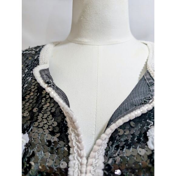IMAN Global Chic Black Sequin Trim Jacket Small NWT - Picture 4 of 7
